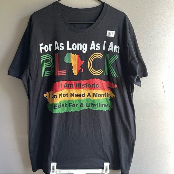 For As Long As I Am Black Shirt,  Short Sleeves, XL, Black History, 100% Cotton - Picture 1 of 7